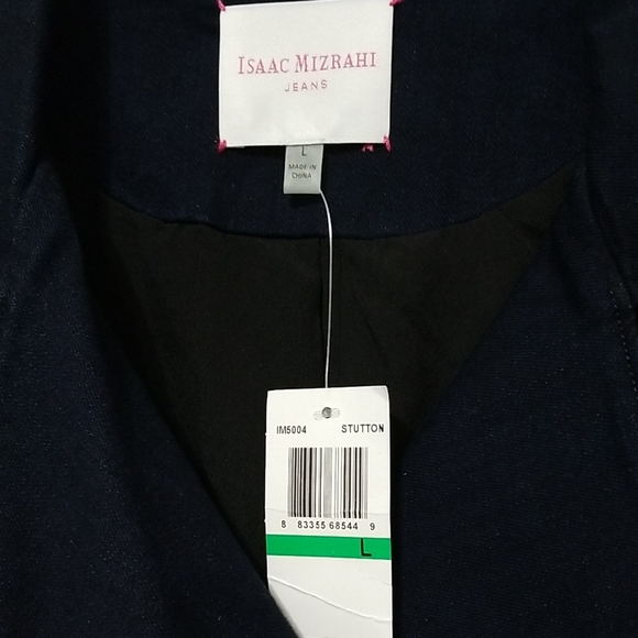 Isaac Mizrahi Denim Jacket with Moto Design and Asymmetrical Zipper - Picture 2 of 4